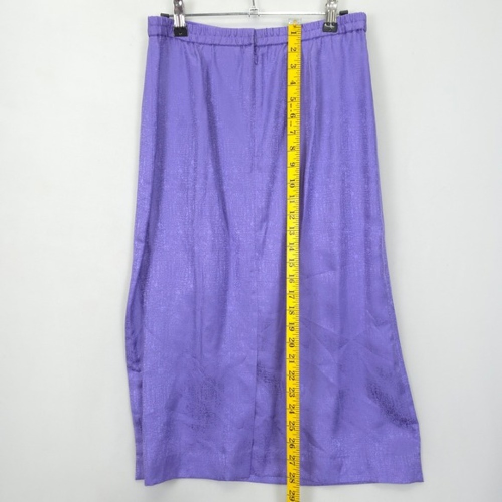 Adrianna Papell Silk Skirt Suit Set Purple Textured Tie Neck Career Wear VTG 90 - Picture 3 of 15